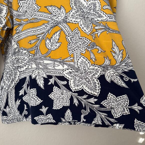 The Talbots Tee Women Yellow Tunic Blouse Longsleeve Floral Cotton Blend Size XL - Picture 5 of 11